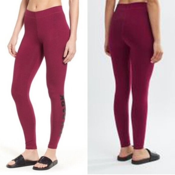 Ivy Park Burgundy Purple Logo Leggings Size Medium Beyoncé High Rise Tights Pink - Picture 2 of 15